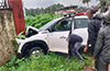 Car crashes into compound wall; driver injured